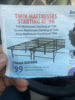 Twin mattress storage base