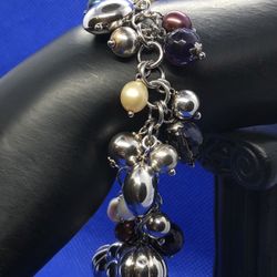 64. VINTAGE 925 Brev Milor Puffy Charms Bracelet