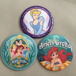 3 Disney Princess Ariel Cinderella Buttons