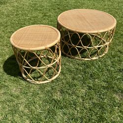 Matching rattan table set