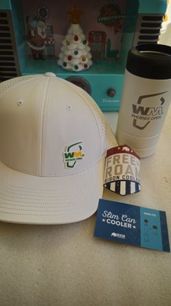 N. Peoria Brand New Waste Management Phoenix Open Golf Hat And Slim Can Cooler Bison