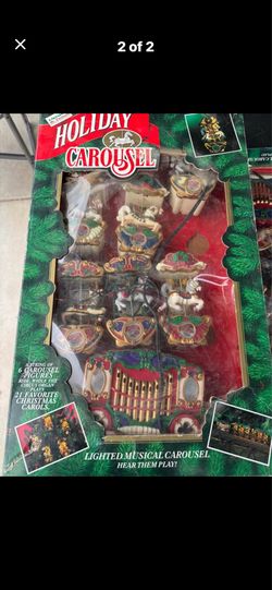 Holiday carousel horses with sound and movement