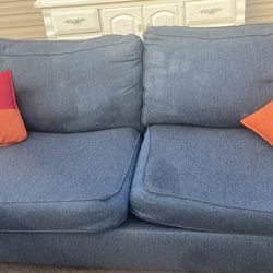 Blue Couch No Stains Just Cleaned 