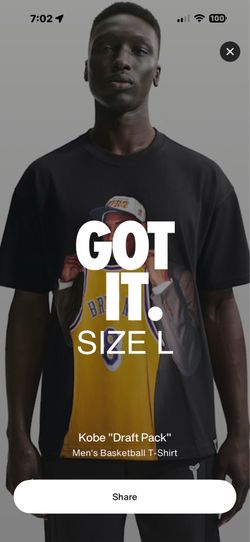 Nike Kobe Draft Pack 1996 T-shirt White NEW/SNKRS RECEIPT SIZE: L  FIRM ONLY! $80