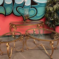 Timeless, Beautiful, Elegant & High End Tables Real Iron And Thick Beveled Glass 