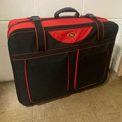 Large Checked Rolling Suitcase Luggage by King’s - Red / Black