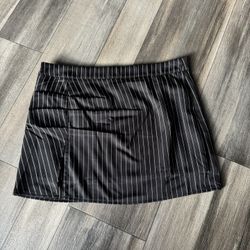 SHEIN Black Pinstripe Mini Skirt Pocket Woven Women’s M