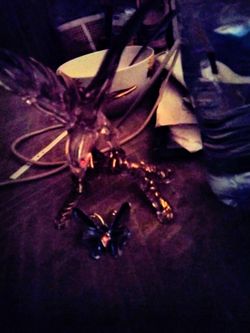 Sworoski eagle crystal figure and butterflies clip