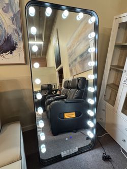 LED Standing Mirror With Bluetooth Speaker