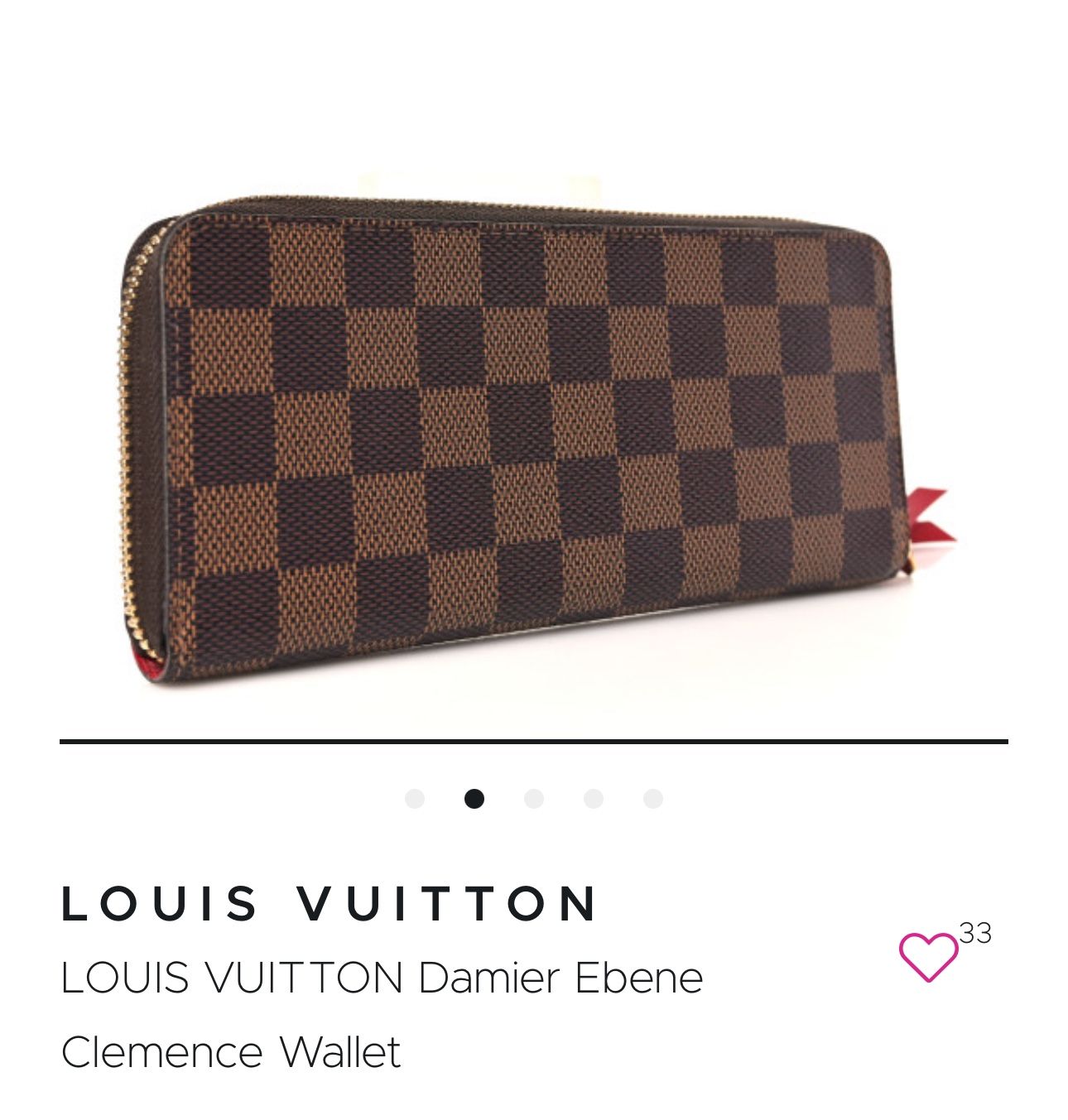 Louis Vuitton Clemence Wallet Damier Ebene with red interior