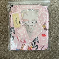 Woman’s Silk Satin Pajama Set Animals Print