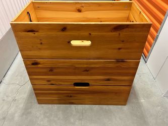 IKEA Wooden Storage Cabinet with Handles – missing lid.