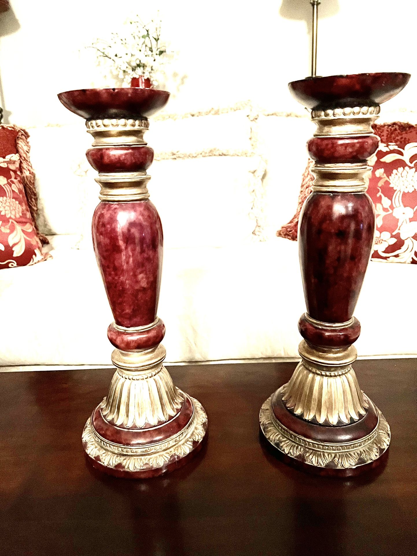 Tall Candle Sticks - Burgundy