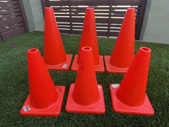 Set of 6 Traffic Safety Cones – 3 Large & 3 Medium – Bright Orange