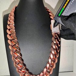 14k Miami Cuban Link Rose Gold Plated 20mm Heavy Chain 
