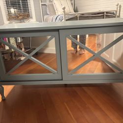 Super Cute  Blue Mirrored TV Console