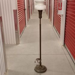Antique Art Deco Torchiere Floor Lamp + Milk Glass Bell Shade