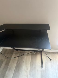 Black Gaming Desk with Monitor Shelf