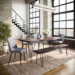 Nature's Edge Slate/Grey 79 Dining Table w/ 4 Maddox Chairs