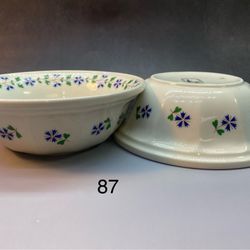 Set of (2) VINTAGE ~ IROQUOIS CHINA ~ PERIINKLE VEGETABLE SERVING BOWL ~ BY FRIDOLINA ~ USA