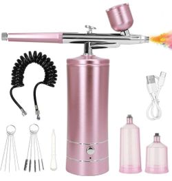 Airbrush Kit with Compressor, Auto Handheld Airbrush Gun with 0.3mm Tip, Rechargeable, Portable Air Brushes for Painting, Tattoo, Nail Art, Model Colo