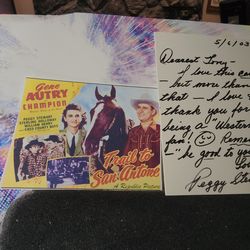 PEGGY STEWART  AUTOGRAPH LETTER SIGNED INSCRIBED 5/6/03 W/COA &PRINT