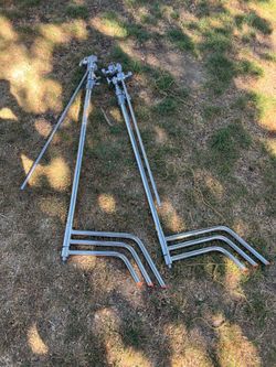 2 x Matthews 40" Double Riser Spring Loaded  Folding C-Stand w/Grip Head & Arm