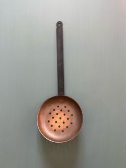 Antique Copper Skimmer Ladle with Iron Handle