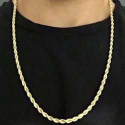 Gold Chain Rope Chain 24in 4mm Necklace 