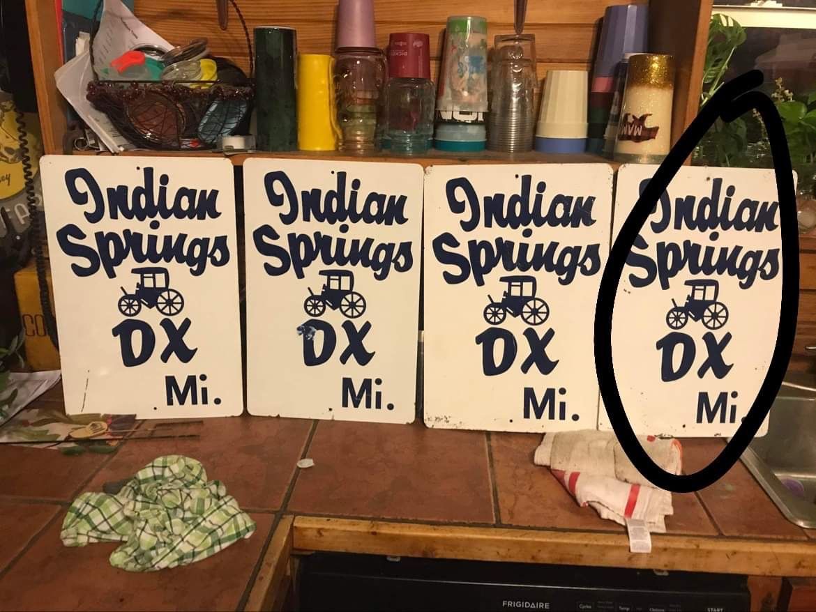 Indian Springs DX Ahead Porcelains signs