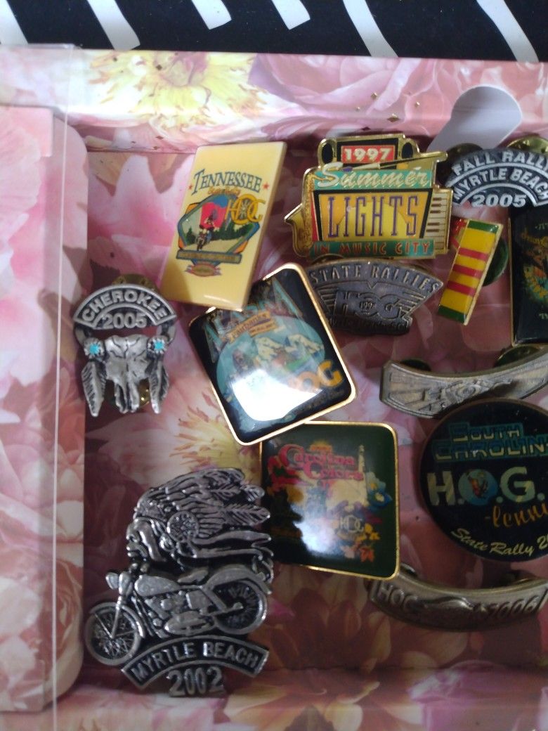 Collectable Biker Pins From Club And Rallies