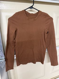 Brown Long Sleeve Crew Neck Top