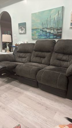 Recliner couch dark grey-green