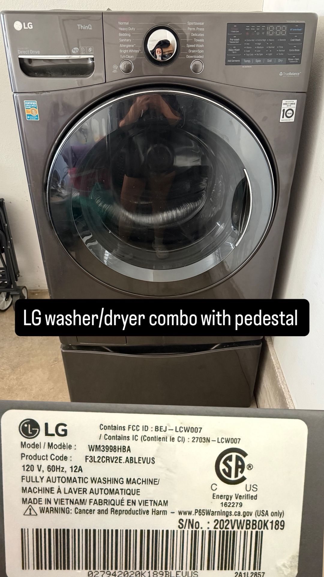 LG Washer/dryer Combo With Pedestal Drawer