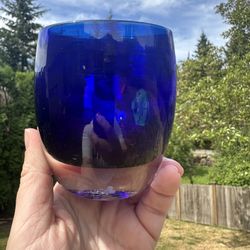 Glassbaby Blue Luster Second Candle Holder