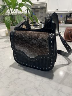 Black Cowhide Crossbody Purse