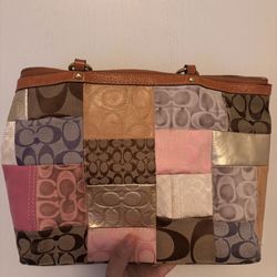 2006 Vintage Authentic Coach Y2K Patchwork Shoulder Bag + Matching Wallet