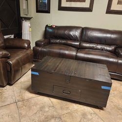 Power Reclining Leather Sofa And Chair 