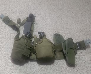  Military Belt With Decanters Knife Seath And Pistol Holster