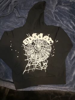 Sp5der Black Hoodie with Web Graphic