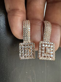 585 14K RG Stamped Rose Gold Brilliant Moissanite Rich Zircon Stud Earrings