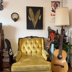 70s Mid Century Gold Velvet Chair 