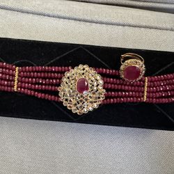 Beautiful Natural Ruby Bracelet And Ring Set