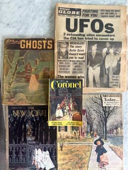Collection of 5 Vintage 30s, 40s, 50s Halloween magazines and UFO Magazine - Very RARE
