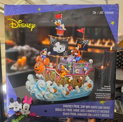 DISNEY HALLOWEEN ANIMATED PIRATE SHIP WITH LIGHTS AND MUSIC MICKEY MOUSE COSTCO