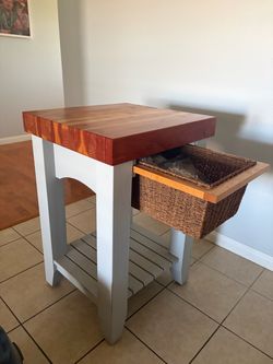 Butcher block  microwave stand.