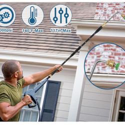 Pressure Washer Extension Wand 115-in 4000 PSI Gutter Cleaner Attachment + 6 Tips 1/4"Quick Connect