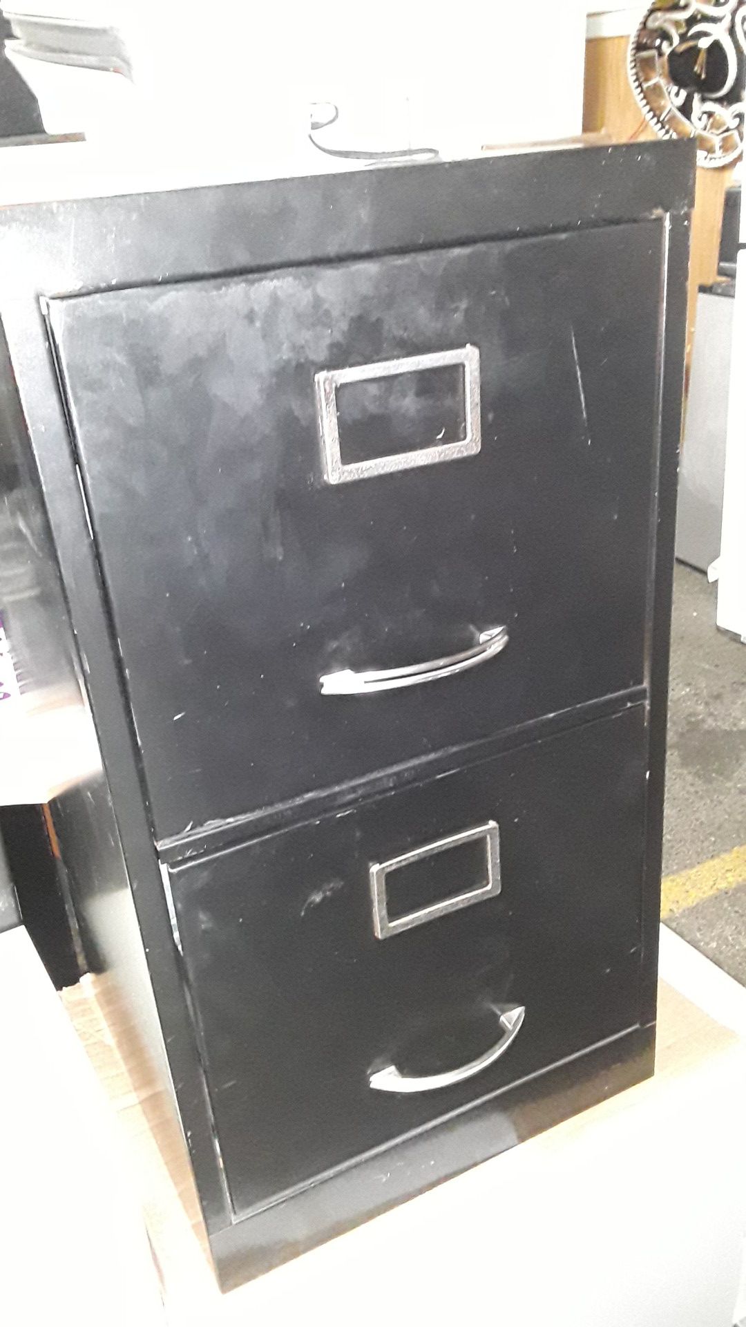 2 drawer black small file cabinet