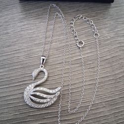 Cadena Y Cisne Con Zirconia Plata 925 