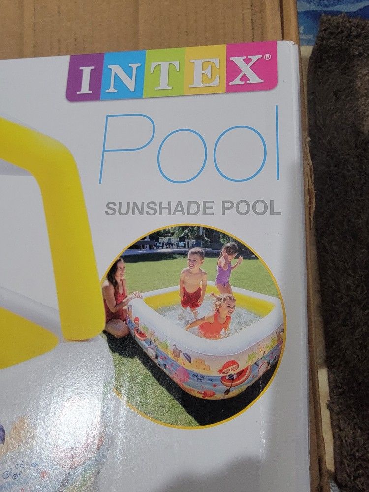Intex Inflatable Ocean Scene Sun Shade Kids Swimming Pool with Canopy